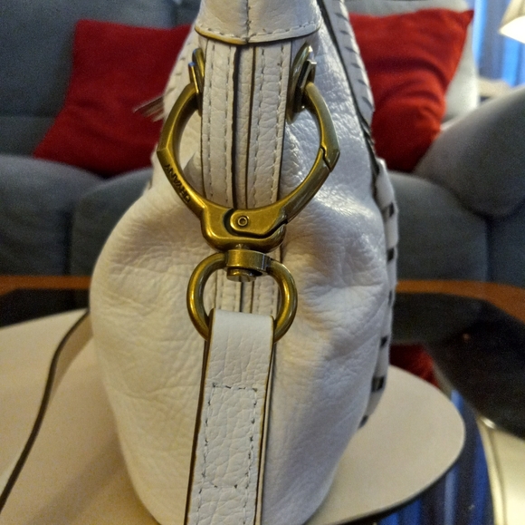 orYANY Cassie Pebbled Leather convertible shoulder satchel white dust bag - Picture 4 of 8